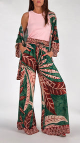 Pantalone fantasia foglia H.