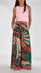 Pantalone fantasia foglia H.