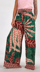 Pantalone fantasia foglia H.