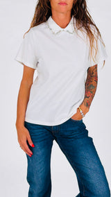 T-shirt colletto raso strass You