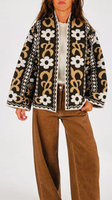 Caban jacquard fiori T.