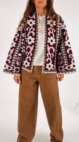 Caban jacquard fiori T.