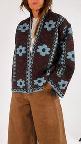Caban jacquard fiori T.