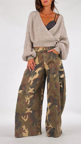 Pantalone cargo camu T.