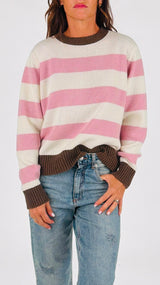 Pull rigato rifiniture contrasto Vic.