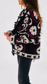 Cardigan jacquard+frange Vic.