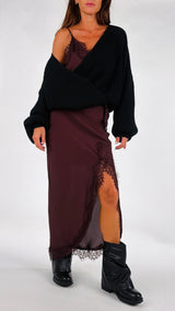 Gonna crêpe spacco pizzo T.