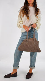 Borsa asimmetrica suede cocco