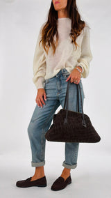 Borsa asimmetrica suede cocco