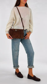 Borsa suede doppia chiusura