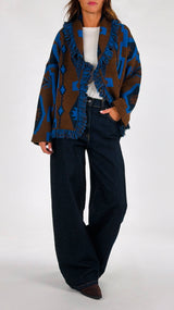 Cardigan jacquard frange etnico T.