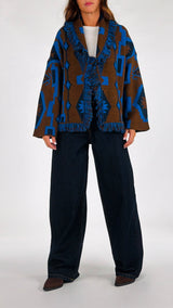 Cardigan jacquard frange etnico T.