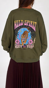 Felpa wild spirit tigre fiori Vic.