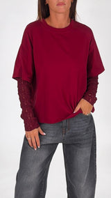 T-shirt manica pizzo H.