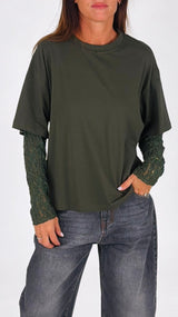 T-shirt manica pizzo H.