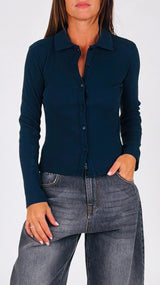 Maglia costina bottoncini Vic.
