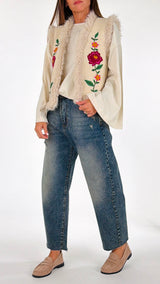 Gilet bouclè ecomongolia ricami T.