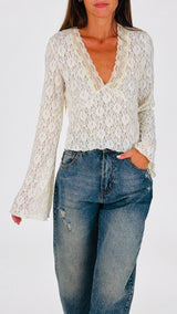 Maglia scollo V pizzo H.