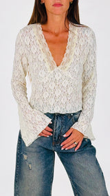 Maglia scollo V pizzo H.