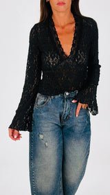 Maglia scollo V pizzo H.