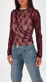 Maglia doppia tulle ricamo H.