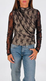 Maglia doppia tulle ricamo H.