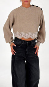 Pull crop costa inglese macramè Vic.