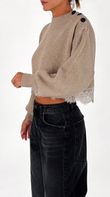 Pull crop costa inglese macramè Vic.