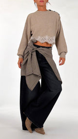 Pull crop costa inglese macramè Vic.