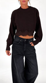 Pull crop costa inglese macramè Vic.