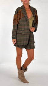 Giacca tartan frange ecosuede H.