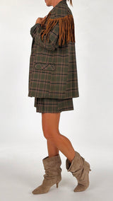 Giacca tartan frange ecosuede H.