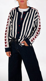 Cardigan righe e cuori