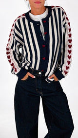 Cardigan righe e cuori