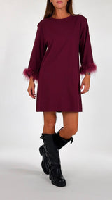 Abito jersey piume H.