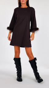 Abito jersey piume H.