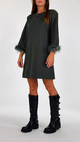 Abito jersey piume H.