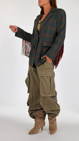 Giacca tartan frange T.