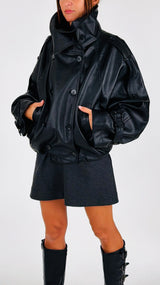 Bomber doppiopetto ecopelle H.