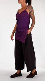 Top lingerie raso pizzo spacco H.