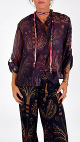 Camicia organza stampa palme H.