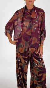 Camicia organza stampa foglie H.