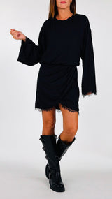 Abito jersey portafoglio pizzo T.
