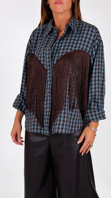 Camicia quadretto frange T.