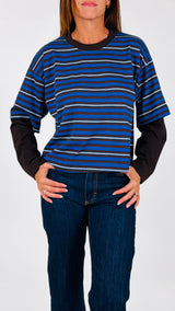 T-shirt rigata manica contrasto H.