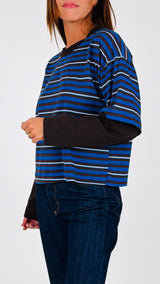 T-shirt rigata manica contrasto H.