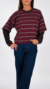 T-shirt rigata manica contrasto H.