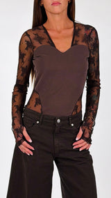 Body pizzo e tessuto H.