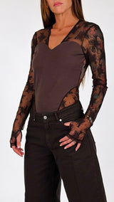 Body pizzo e tessuto H.