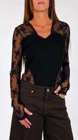 Body pizzo e tessuto H.